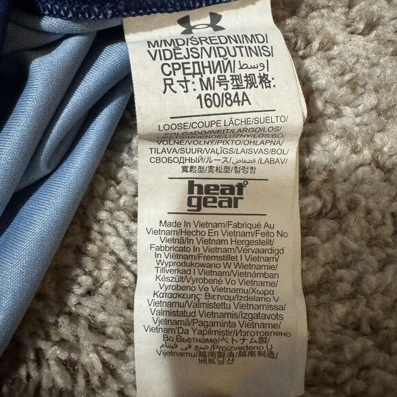 Under Armour Shirt Womens Medium Blue HeatGear V Neck Athletic Running Workout - Picture 4 of 8